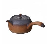 Milageto Electric Heating Vessel Ceramic Teapot Kettle Cooktop Pot with Handle Side Spout for Easy Pouring Indoor Water Heating Handcrafted Pottery Clay, Ancient Ink Side Handle Teapot, 680ml