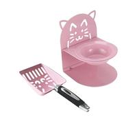 Milageto Elevated Cat Bowl Cat Litter for Indoor Cats Ergonomic Practical Kitten Poop Sifter Mesh er with Handle for Home, Pink