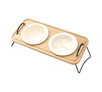 Milageto Elevated Ceramic Dog Bowls with Stand Pet Feeder Bowls Easy to Clean Food and Water Dish Slow Food Dish for Puppy and Cats, Beige