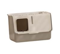 Milageto Enclosed and Covered Cat Toilet Hooded Cat Litter Box Design Sturdy Elevated Portable Deep Loo Bedpan Pet Litter Box, Gray