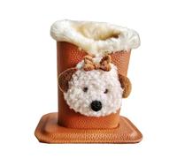 Milageto Eyeglasses Holder Stand, Cute Cartoon Glasses Organiser with Soft Lining & Stable Base Scratch-Proof Sunglasses Case and Pen Holder for Desk, Home & Office, Brwon Dog