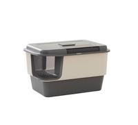 Milageto Feline Waste Enclosure Covered Litter Toilet Tray With Hood And Front Entry Polypropylene Build With Hinged Top And Grate suitable for apartments small homes cat owners, Milo Grey