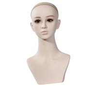 Milageto Female Mannequin Head Bust, Manikin Head Stand Display Multipurpose with Ear Hole for Styling Cap Salon Beauty Accessories