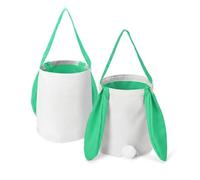 Milageto Festive Container As Plain Canvas Tote for Heat Transfer and Screen Printing Three Dimensional Bag with Bottom and Sides for Treats Adorable Long Ears