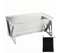 Milageto Folding Camp Cooker with Grilling Rack | Foldable, Fold-Flat log-fueled Camp Grill, Compact, for Picnics, Backyard Gatherings, Large