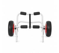 Milageto Folding Trailer Kayak Trolley With Padded Rails Axle Support Securing Straps Chassis Aviation Aluminum suitable for shores grassy parks launch sites, Red Inflatable B