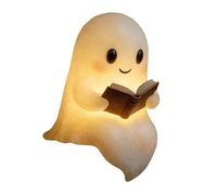 Milageto Ghost Reading Lamp, Cute Ghost Reading Book Lamp, LED Ghost Book Night Light, Halloween Ghost Statue Decoration, Funny Room Decor Holiday Christmas Gifts for Children Toddler Baby Book Lovers