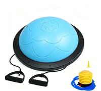 Milageto Half Exercise Ball with Resistance Bands Compact Half-Dome Balance Ball Full-Body for Living Room, Sky Blue