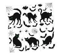 Milageto Halloween Window Clings Decals, Scary Black Cat Stickers, Halloween Bats Spiders Window Cling Sticker, No Glue Reusable Wall Decal for Halloween Decoration Supply, Style B 6PCS, 26.4x18x0.1cm