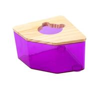 Milageto Hamster Sand Bath Box Acrylic Digging Sand Container Hamster Box with Wooden Lid Sand Bath Container for Mice Chinchilla, Violet