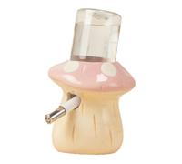 Milageto Hamster Water Bottle with Stand Ceramic Hamster Bottle Holder Easy to Clean Creative Small Pet Supplies Cute Mushroom Shaped Gerbil Drink Vessel Holder for Rat Little Amimals, Pink