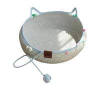 Milageto Handwoven Cat Bed Basket, Cat Scratcher with Teasing Ball, Comfortable Scratch Resistant Kitten Scratch Pad, Sleeping Bed, L