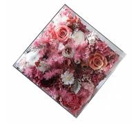 Milageto Industrial Display Preserved Bloom Arrangement Acrylic Cover Roses Hydrangeas Lichen Decorative Ribbon Dust And Damp Protection Suitable for, Vintage Pink