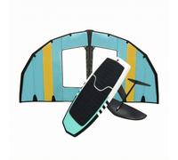 Milageto Industrial Surfboard Wing Foil Set Board Hydrofoil Kit Inflatable Wing Reinforced Canvas PVC EVA Structure Stable Stance With Foot Straps Suitable for, Blue And Yellow