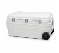 Milageto Insulated Storage Container Ice Box With, 170L White - With Wheels - Full PU Insulation 72h - Rubber Coated Handle - Includes Ice Pack