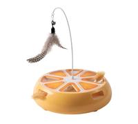Milageto Interactive Cat Toy Automatic Teaser for Indoor Cats 360° Rotating Outdoor Pet Supplies Interaction Kitten Toy with Feather, Yellow