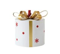 Milageto Iron Decorative Gift Box Metal-Finish Decorative Gift Box with Gilded Tie Bow Festive Storage Boxes for Window Display, White