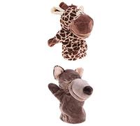 Milageto Kids Hand Puppet Toy Giraffe & Wolf with Working Mouth for Imaginative Play, as described