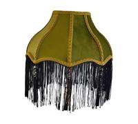 Milageto Lampshade Table Lamp Shade with Tassels Fringe Handmade Victorian Empire Pendant Lamp Shade, Antique Victorian Tassel Lampshade Replacement for E27 for Living Room Bedroom Bedside, Green