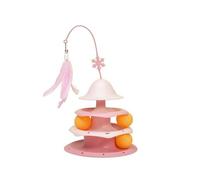 Milageto Lightweight Cat Turntable Toy | Interactive Multi-Level Design, Cat Toy with Balls, Kittens, Pink