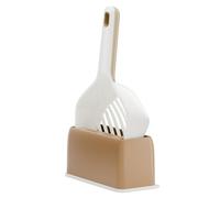 Milageto Litter Cat Litter Sifter Pan Deep Sifter With Even Hole Pattern And Extended Grip Material And Upright Base suitable for quick cleanup home care, White