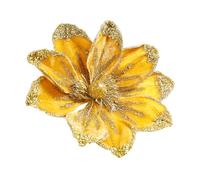 Milageto Magnolia Christmas Decoration Floral Pick Christmas Tree Ornament Xmas Artificial Flower Stem for Indoor Outdoor Cemetery, Gold