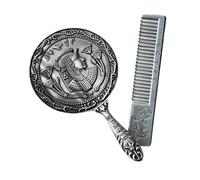 Milageto Makeup Mirror Comb Set Elegant Vanity Accessories Set Romantic Gift Portable Zinc Alloy Hair Styling Brush Hand Held Mirror