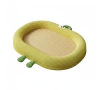 Milageto Mat Cooling Dog Bed Frog Pattern Pet Cushion With Breathable Weave Shell Sponge Fill Sweat Resistant Cover Suitable for small dogs summer lounging crate home, Lemon Yellow, M 50 40cm