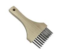 Milageto Meat Tenderizer Pounder Kitchen Gadget Compact Sturdy Manual Wooden Handle Stainless Steel Pins for Steak Veal Chicken Fish, White