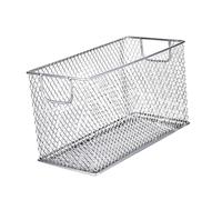 Milageto Mesh Wire Storage Basket Organizer Bin Office Supplies with Handles CD Storage Box Mesh Open Storage Bin, for Home Shelves, Silver