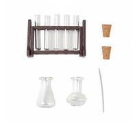 Milageto Miniature Dollhouse Lab Accessories Rack Test Tubes Flasks Set Realistic 1 to 12 scale with birch wood and glass Suitable for collectors classroom, Coffee