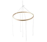 Milageto Mobile Wood Frame Bamboo Hoop Ornaments Handmade Nursing Accessories for Bedroom Balcony Decorative Wind Chime Hanging, 23cm 4 Holes
