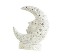 Milageto Moon Incense Burner Incense Holder Sturdy Mediation Creative Ornament Resin for SPA Desktop Office Decoration Housewarming, White