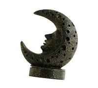 Milageto Moon Incense Burner Incense Holder Sturdy Mediation Creative Ornament Resin for SPA Desktop Office Decoration Housewarming, Black