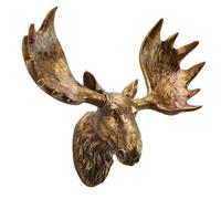 Milageto Moose Head Wall Sculpture Resin Statue Wall Mount 3D Living Room Birthday Gift Collectibles Deer Head Decor Animal Figurine, Copper