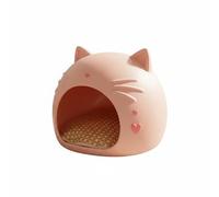 Milageto Multi Use Seat Cat House Bed Hideaway Nest Enclosed Den Secure Rattan Refuge with Four Season Cushioning and Waterproof Durability suitable for small, Pink, Double-sided Pad