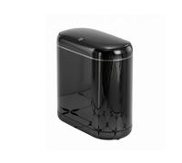 Milageto Narrow Trash Can Slim Rubbish Bin Compact Wastebasket Space-Saving Container With Flip Lid Smooth Glossy Finish For Tight Corners Desks Home Office, Black, Push-top Lid, No Wheels