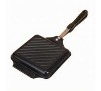 Milageto Nonstick Double Sided Grill Pan Sandwich er Waffle Pan Skillet with Secure Latch Ribbed Plates Consistent Brown Suitable for Camp stoves Compact Kitchens