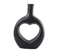 Milageto Nordic Ceramic Flower Vase Flowerpot Crafts Sculpture Hollow Out Figurine for Wedding Farmhouse Balcony Entryway Decoration, black 16cmx7cmx23cm