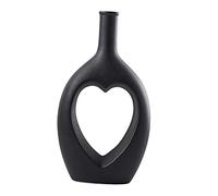 Milageto Nordic Ceramic Flower Vase Flowerpot Crafts Sculpture Hollow Out Figurine for Wedding Farmhouse Balcony Entryway Decoration, black 17x29.5x8cm