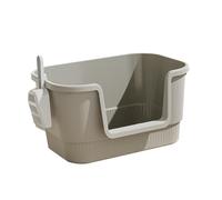 Milageto Open Litter Box Cat Toilet Extra Large with High Sides Kitty Litter Box Cat Toilet Sandbox for for All Kinds of Cat Litter, Gray