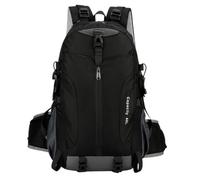 Milageto Outdoor Hiking Pack Backpack Rucksack Daypack Bag With 40L Interior Water Repellent Oxford Weave Ergonomic Spine Support Helmet And Pole Loops, Black