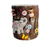 Milageto Outdoor Waterproof Seat Garden Stool Side Table Footrest Tree Stump Form Magnesium Oxide Weather Resistant Rustic Look Suitable for patio balcony, Elephant Stump Stool