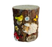 Milageto Outdoor Waterproof Seat Garden Stool Side Table Footrest Tree Stump Form Magnesium Oxide Weather Resistant Rustic Look Suitable for patio balcony, Sheep Stump Stool