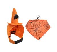 Milageto Pet Halloween Costume Dress up,Hat and Bandana Set,Cute,Sturdy,Halloween Party Decoration for Dogs Cats Cosplay Decoration, Orange L