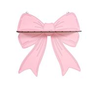 Milageto Pink Bow Floating Shelves Wall Storage Holder Decorative Door Sign Wall Hanging Floating Shelf Art Decor for Hanging Plants