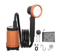 Milageto Portable Shower Camping,Replace with Suction Cup Hook Pump Tool Electric Shower Pump for Cleaning, Tangerine