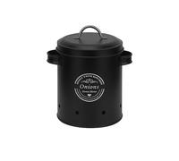 Milageto Potato Storage Tins Food Storage Container Rustic Multifunctional Metal Kitchen Canisters Vegetables Storage Bin for Pantry Kitchen Counter, Medium Black