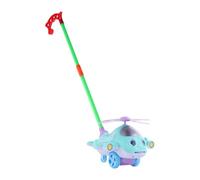 Milageto Push Along Walking Toy Waddling Push Toy Waddling Action Adjustable Trolley Pushing Plane Early Development for Age 1-3 Kids, Blue