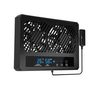 Milageto Reptile Ventilation Fan Terrarium Thermometer Hygrometer with High Temp Alarm Dehumidifier Double Fan for Snake Amphibians